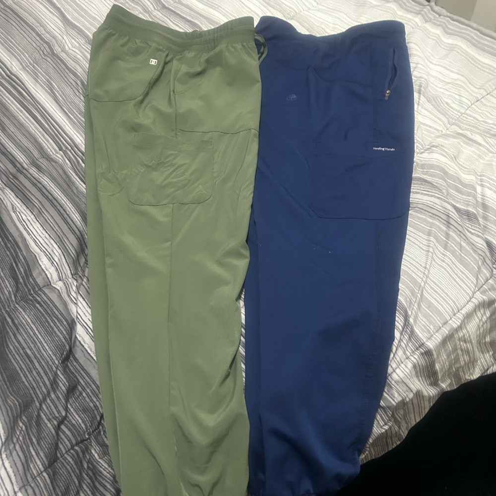 Healing Hands Green and Blue Scrub Pants